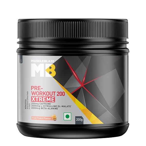 MuscleBlaze Pre Workout 200 Xtreme, Fruit Punch, 200g