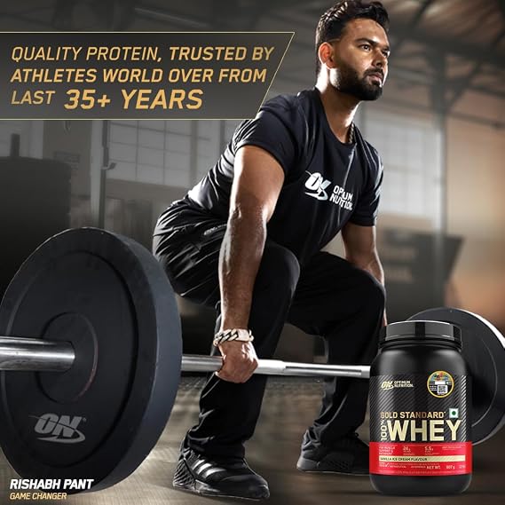 Optimum Nutrition (ON) Gold Standard 100% Whey Protein Powder 2 lbs, 907 g (Vanilla Ice Cream), for Muscle Support & Recovery, Vegetarian - Primary Source Whey Isolate