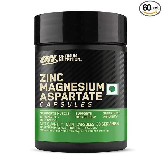 Optimum Nutrition (ON) Zinc Magnesium Aspartate (ZMA) - 60 Capsules, Muscle Strength, Metabolism, Immunity, Vegetarian