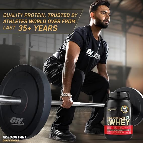 Optimum Nutrition (ON) RCB Limited Edition Gold Standard 100% Whey Protein Powder Double Rich Chocolate, 2 lb, 907 g, for Muscle Support & Recovery, Vegetarian - Primary Source Whey Protein Isolate
