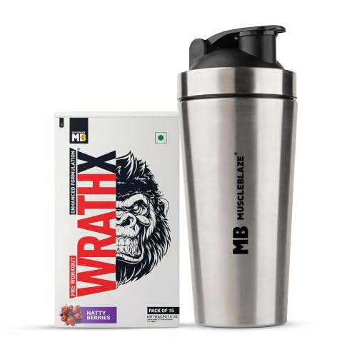 MuscleBlaze Pre Workout WrathX Powder, Natty Berries, 270g