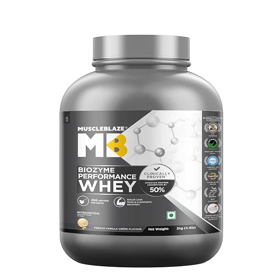 MuscleBlaze Biozyme Performance Whey Protein Powder, 2kg (4.4lbs)