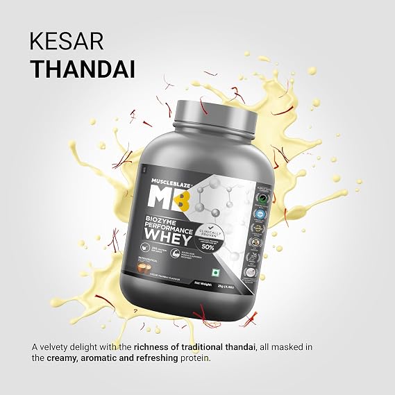 MuscleBlaze Biozyme Performance Whey Protein Powder, 2kg (4.4lbs)