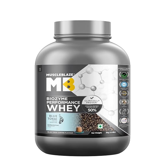 MuscleBlaze Biozyme Performance Whey Protein Powder, 2kg (4.4lbs)