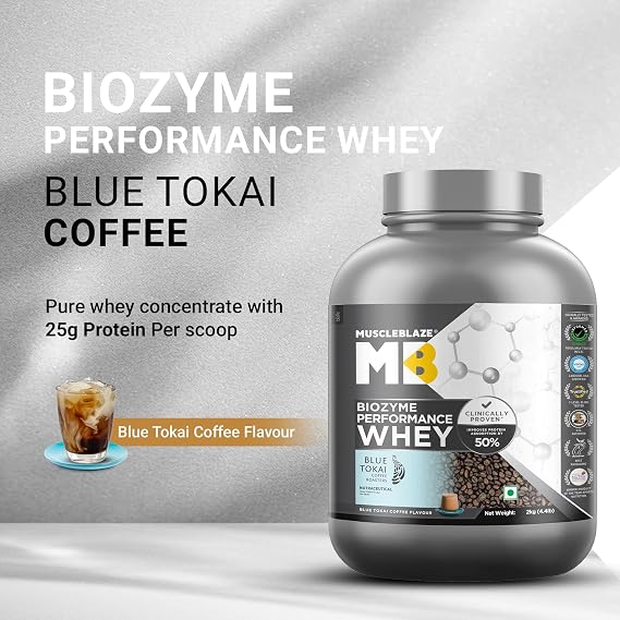 MuscleBlaze Biozyme Performance Whey Protein Powder, 2kg (4.4lbs)