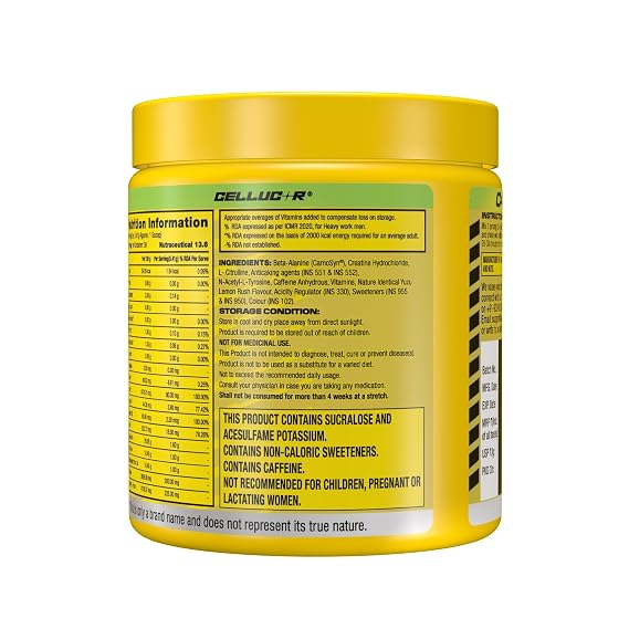 C4 Original Pre Workout Powder (Yuzu Lemon Rush), 200mg Caffeine Anhydrous with CarnoSyn® Beta-Alanine, L Citrulline, & Creatine HCL, Preworkout Powder for Men & Women, 30 Servings, 162.32gm