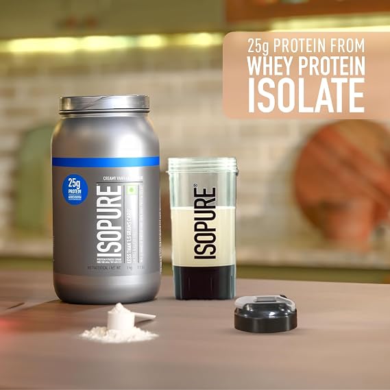 Isopure Whey Protein Isolate Powder (1 kg, Vanilla) with less than 1.5gm of Carbs and Vitamins for Immune Support