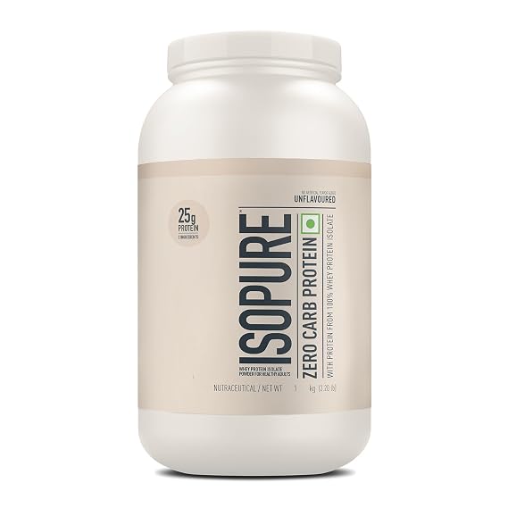 Isopure Unflavored Protein Powder – 2.20 lbs, 1 kg, 25g of 100% Whey Protein Isolate/serve, Zero-carb/sugar/fat, Lactose-free, Vegetarian protein for Men & Women. Offer Pack