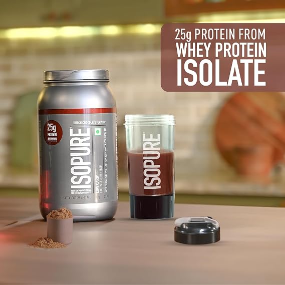 Isopure Whey Protein Isolate Powder with Vitamins for Immune Support & Biotine- 2.20 lbs, 1 kg (Dutch Choc), Lactose-Free, Gluten-Free, Veg protein for Men & Women. Offer Pack.