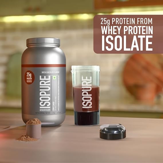 Isopure Whey Protein Isolate Powder With Vitamins For Immune Support & Biotine- 4.40 Lbs,2 Kg (Dutch Choc),Lactose-Free,Gluten-Free,Veg Protein For Men & Women. Offer Pack.,62 Servings