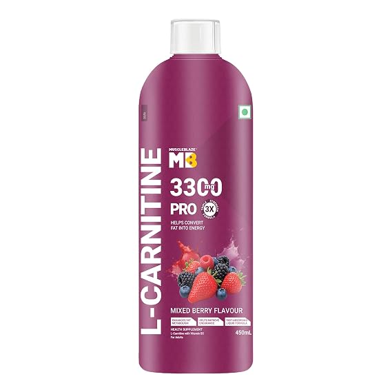 MuscleBlaze Liquid L-Carnitine PRO 3300mg, Mixed Berry, 450ml