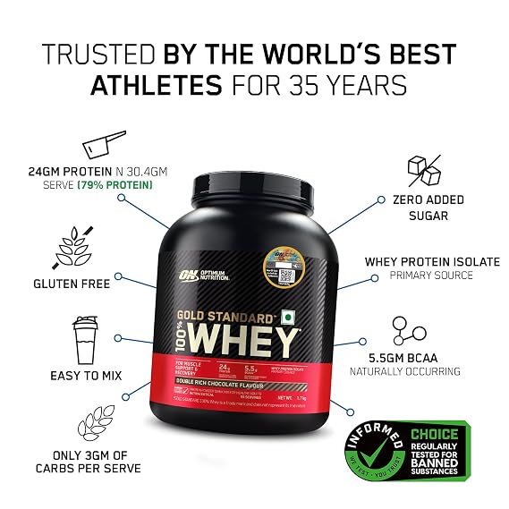 Optimum Nutrition Gold Standard 100% Whey, 1.7kg (Double Rich Chocolate)