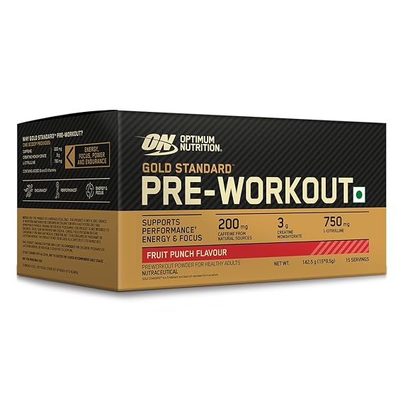 Optimum Nutrition Gold Standard Pre-Workout, Fruit Punch Flavour, 142.5 g, 15 Single-Serve Packs