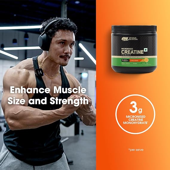 Optimum Nutrition Micronized Creatine, 250g, 65 Servings (Citrus Orange)