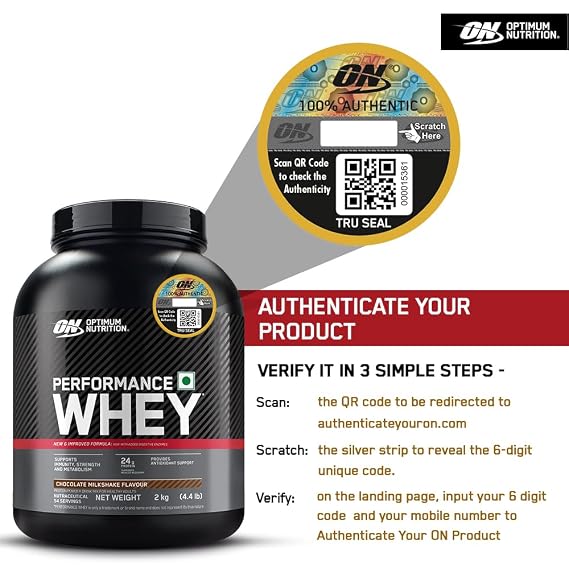 Optimum Nutrition (ON) Performance Whey Protein Powder, 24g Protein,2Kg (Chocolate Milkshake), Ultra-Filtered and Concentrated All-Whey Protein