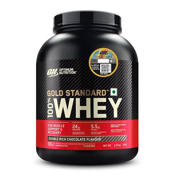 Optimum Nutrition (ON) RCB Limited Edition Gold Standard 100% Whey Protein Powder Double Rich Chocolate, 5 lb, 2.27 kg, for Muscle Support & Recovery, Vegetarian - Primary Source Whey Protein Isolate