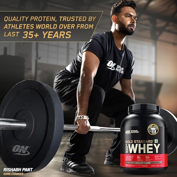 Optimum Nutrition (ON) RCB Limited Edition Gold Standard 100% Whey Protein Powder Double Rich Chocolate, 5 lb, 2.27 kg, for Muscle Support & Recovery, Vegetarian - Primary Source Whey Protein Isolate