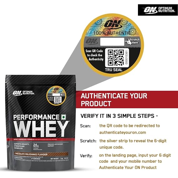 Optimum Nutrition (ON) Performance Whey Protein Powder, 24g Protein,1Kg (Chocolate Milkshake), Ultra-Filtered and Concentrated All-Whey Protein