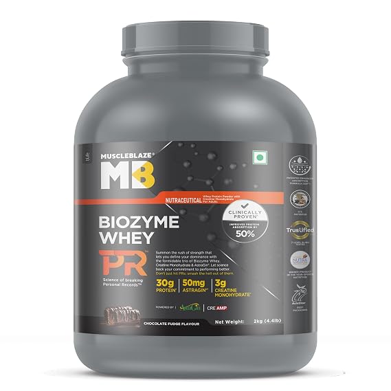 MuscleBlaze Biozyme Whey PR Protein Powder, 2kg (4.4lbs) flavour : Chocolate Fudge