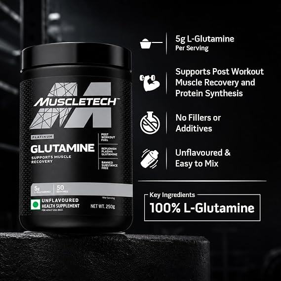 MuscleTech Platinum Glutamine, 250g (Unflavoured)