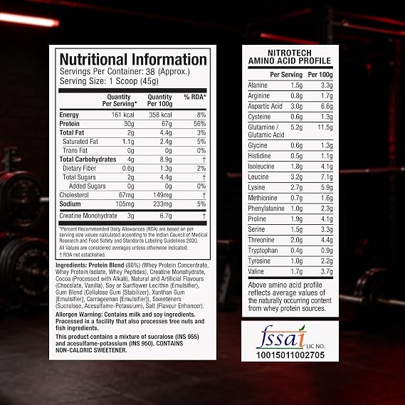 MuscleTech Nitro-Tech Whey Protein, 1.72kg (3.8lbs), Milk Chocolate, 30g Protein, 3g creatine monohydrate, 6.7g BCAA, ultimate muscle building formula, increase strength & performance