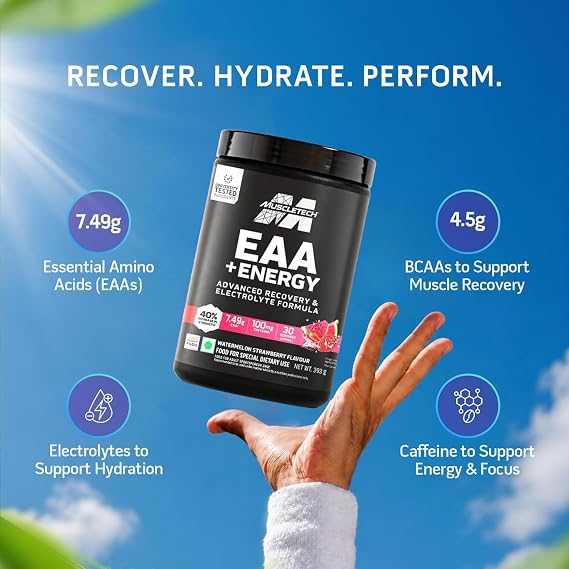 MuscleTech EAA + Energy, 30 Servings (Watermelon Strawberry)