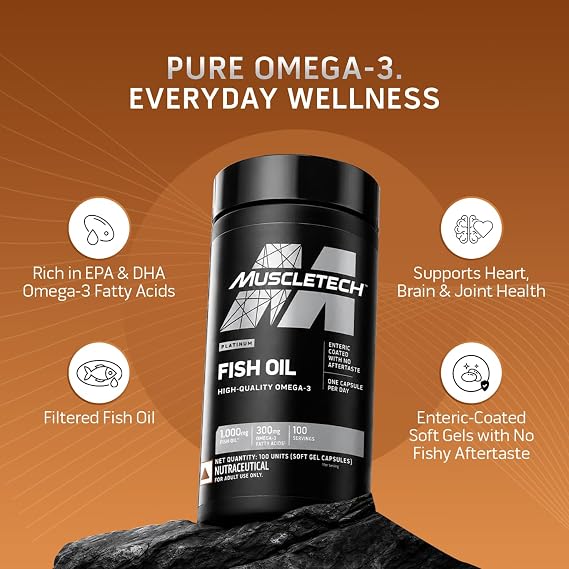 MuscleTech Platinum Fish Oil, 100 Softgels