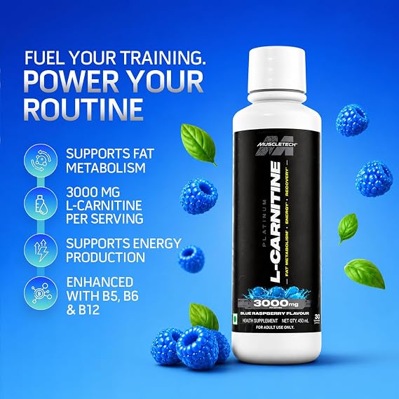 MuscleTech Platinum Liquid L-Carnitine, 450ml (Blue Razz)