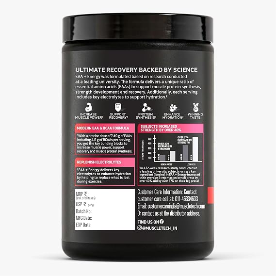 MuscleTech EAA + Energy, 30 Servings (Watermelon Strawberry)