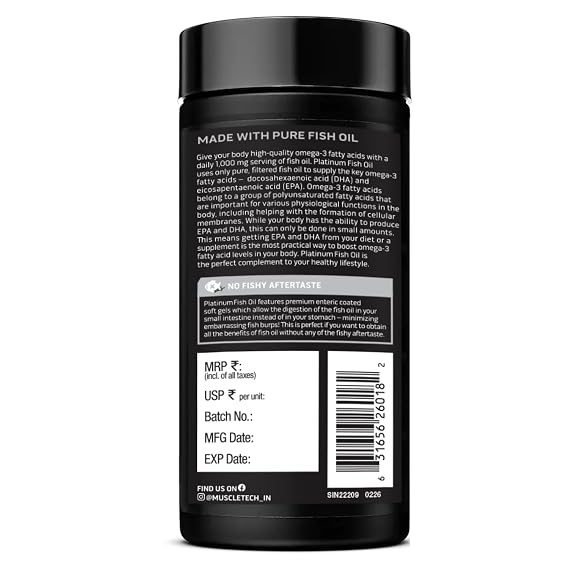MuscleTech Platinum Fish Oil, 100 Softgels