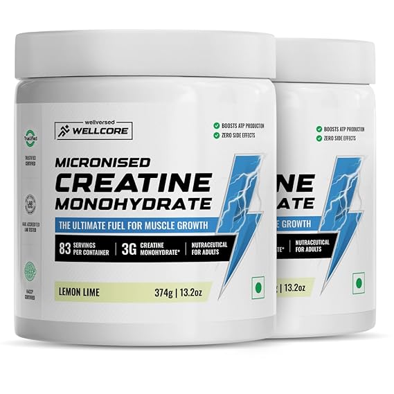 Wellcore Pure Micronised Creatine Powder For Enhanced Muscle Strength With Rapid Absorption (83 Servings Lemon Lime)