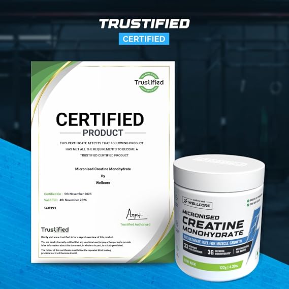 Wellcore Pure Micronised Creatine Powder (33 Servings, Kiwi Kick)