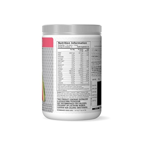 XTEND Original BCAA Powder (Watermelon Explosion), 7g BCAAs in 2:1:1 Ratio, Intra Workout Support with Glutamine & Electrolytes, Amino Acids for Hydration & Muscle Recovery, 375 gm, 30 Servings