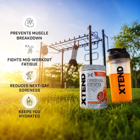 XTEND Original BCAA Powder (Italian Blood Orange), 7g BCAAs in 2:1:1 Ratio, Intra Workout Support with Glutamine & Electrolytes, Amino Acids for Hydration & Muscle Recovery, 426 gm, 30 Servings