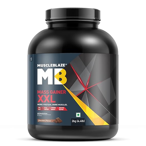 MuscleBlaze Mass Gainer XXL Powder, Chocolate, 2kg (4.4lbs)