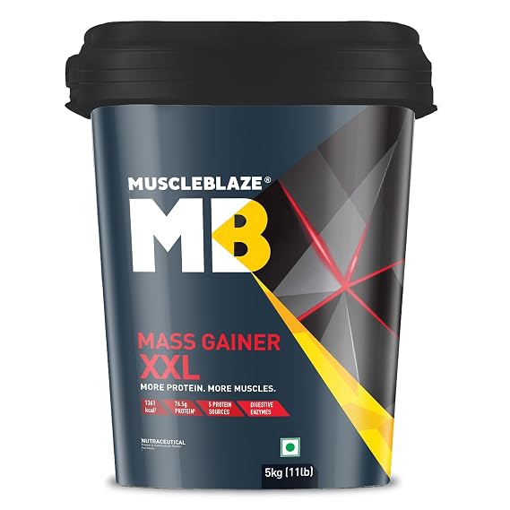 MuscleBlaze Mass Gainer XXL Powder, Chocolate, 5kg (11lbs)